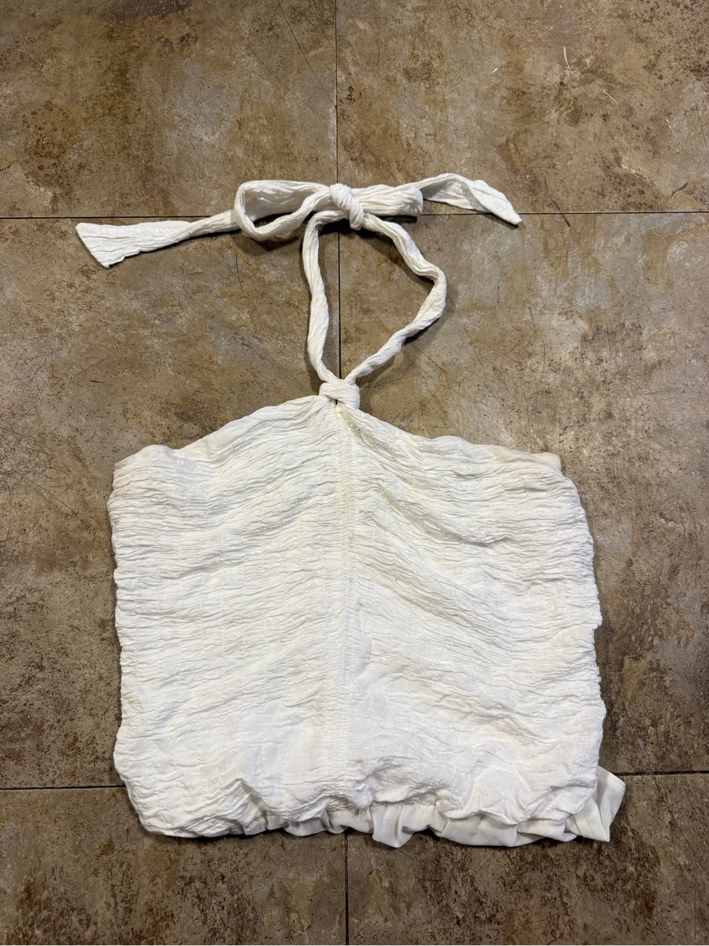 Women's Lulu’s ruched White Halter Top bodysuit